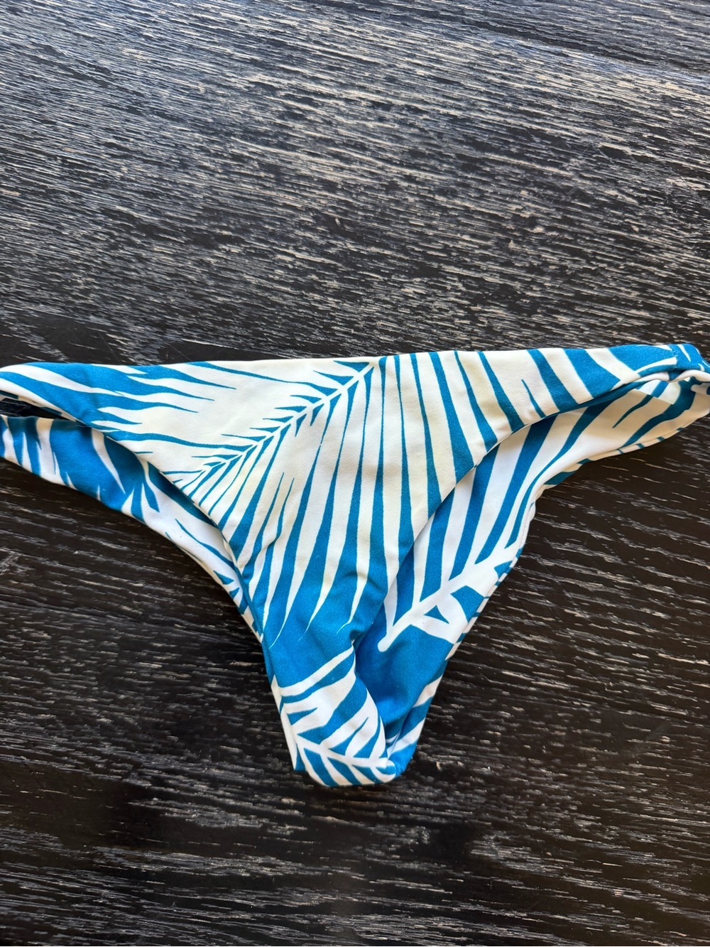 Mikoh Blue and White Palm-Print Bikini Bottom